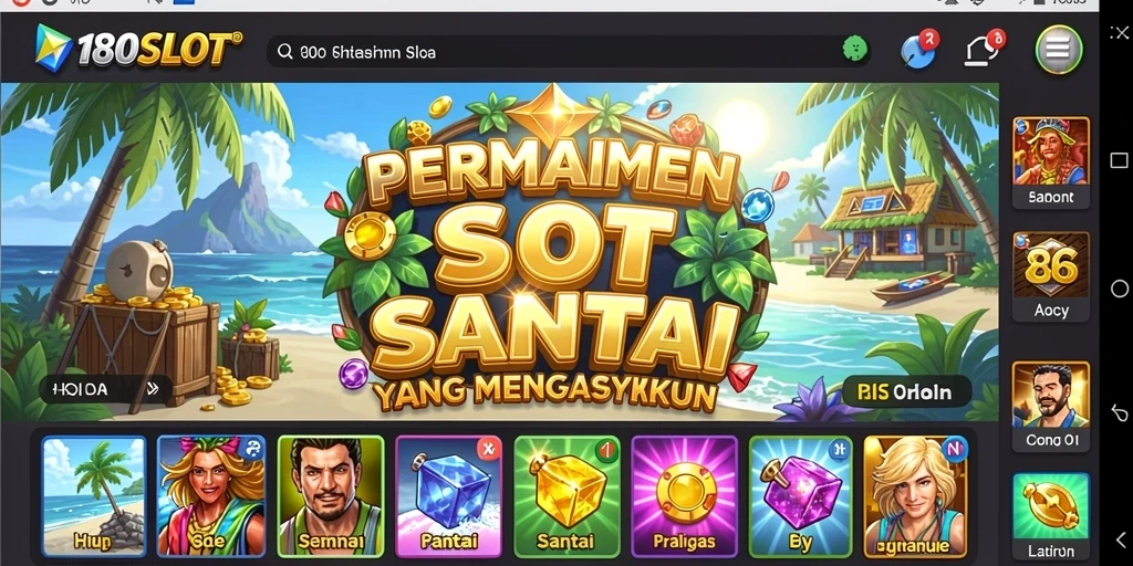 Tampilan menarik dari gameplay 180SLOT dengan berbagai tema slot.