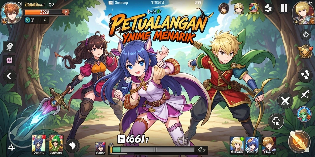 Screenshot gameplay 666I menampilkan aksi karakter anime yang dinamis.