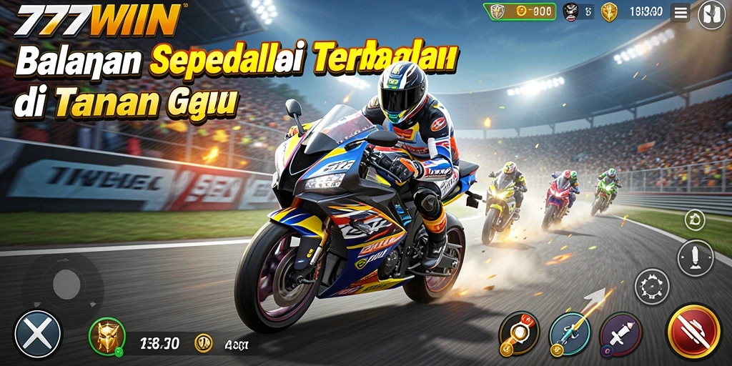Tampilan gameplay seru di lintasan balap sepeda motor.