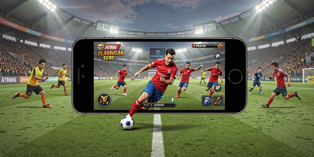 Screenshot utama AT866 menampilkan aksi seru pertandingan olahraga.
