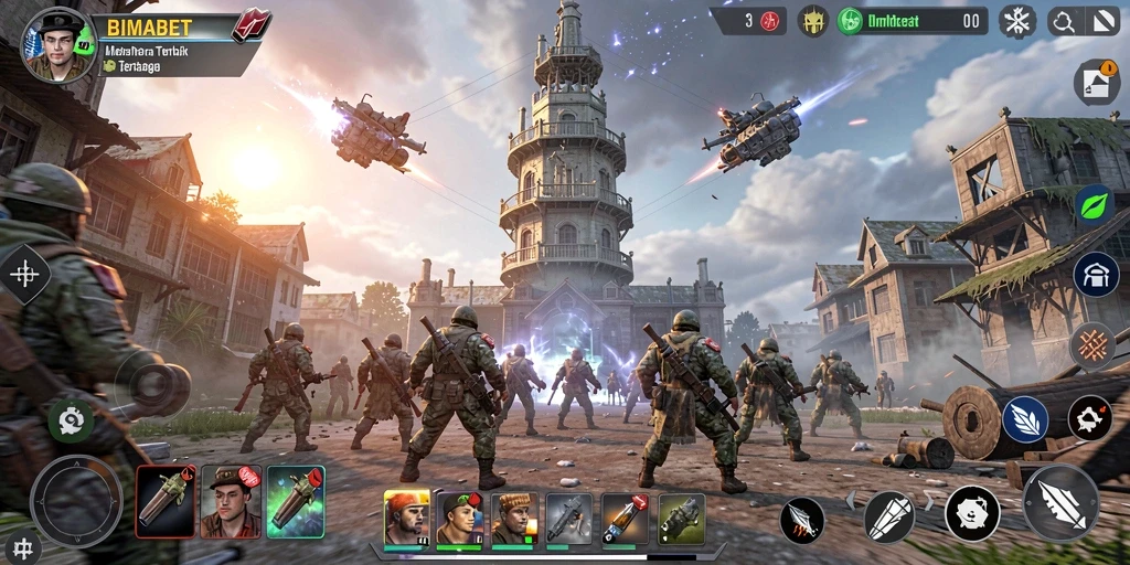 Screenshot menunjukkan gameplay seru Tower Defense di BIMABET dengan menara yang beragam.