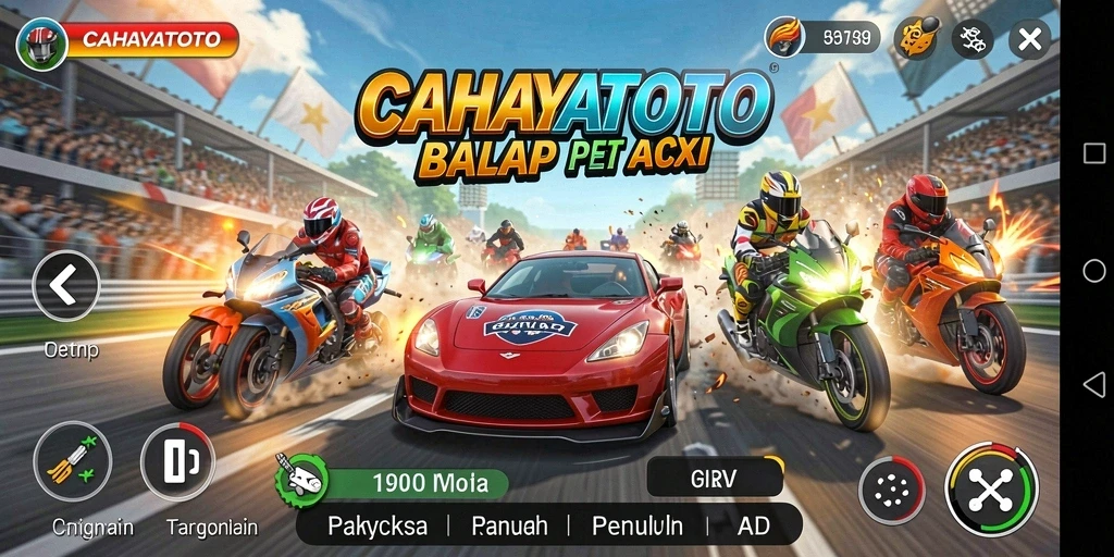 Gameplay menarik dalam CAHAYATOTO, penuh dengan aksi balap.