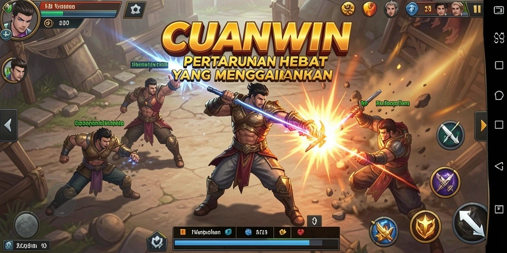 Tangkapan layar gameplay CUANWIN yang menampilkan aksi pertarungan yang intens.