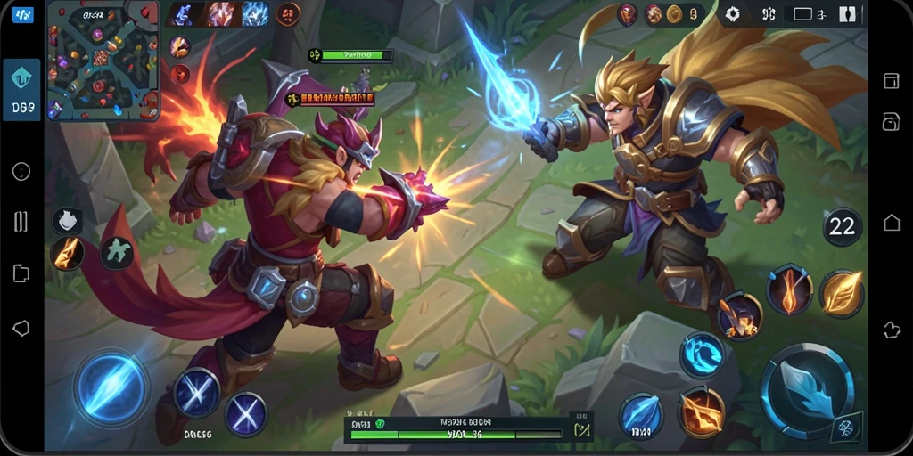 Tangkapan layar gameplay D06 yang penuh aksi dalam pertarungan MOBA.
