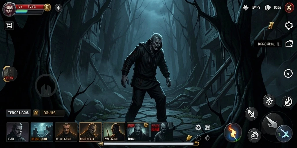 Gambaran gameplay mencekam di dunia gelap EVIP3.