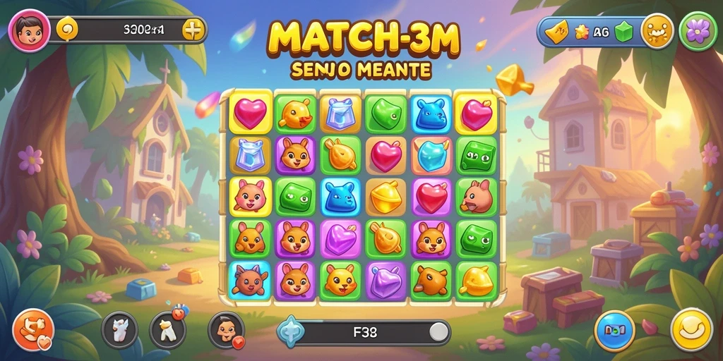 Tampilan gameplay seru di F32 dengan tantangan Match-3.