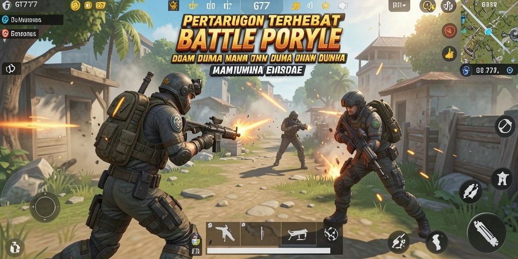 Tampilan gameplay GT777 saat pemain bertarung di arena Battle Royale.