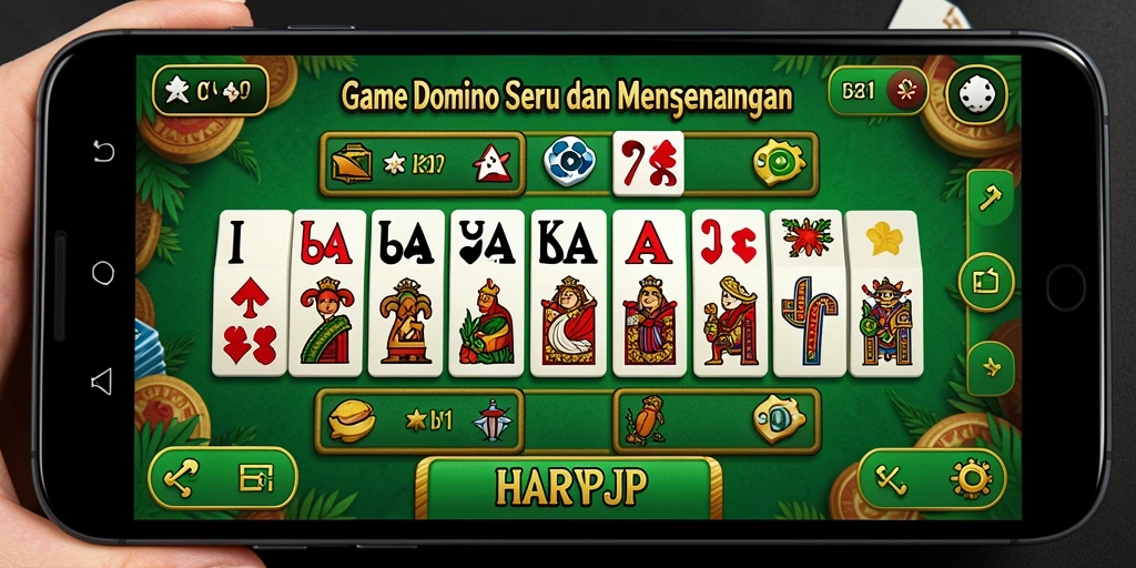 Screenshot gameplay HARAPJP dengan tampilan meja domino yang menarik.