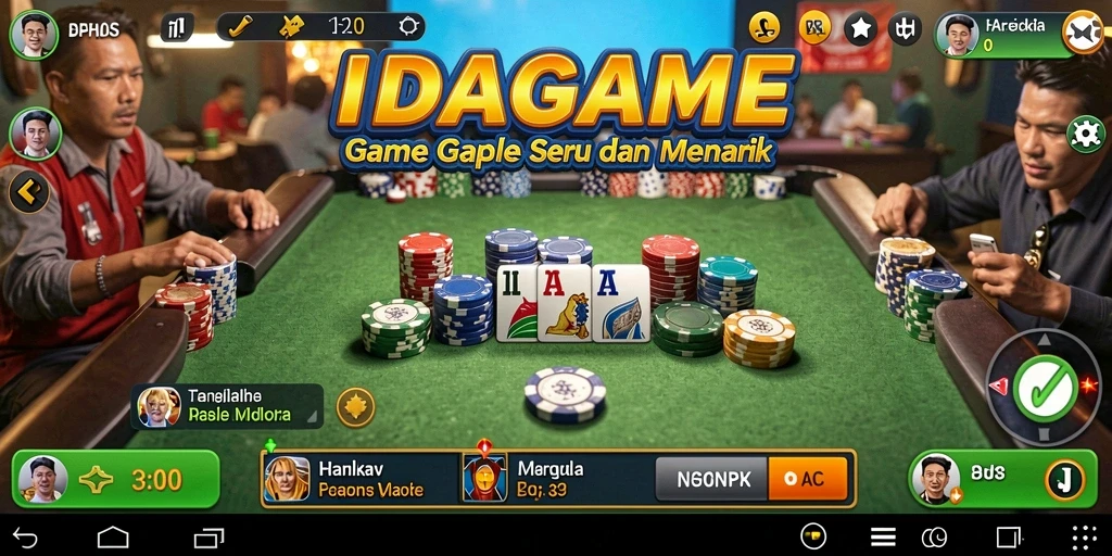 Tampilan gameplay Gaple yang interaktif di IDAGAME.