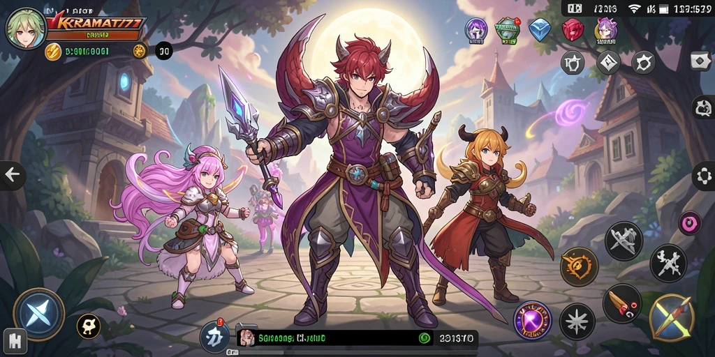 Screenshot gameplay KRAMAT77 menunjukkan aksi karakter Anime yang mendebarkan.
