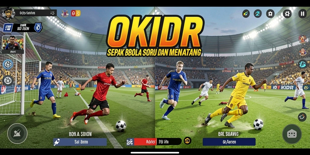 Tampilan gameplay menarik dalam game sepak bola OKIDR.
