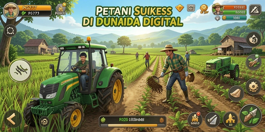 Tangkapan layar PG777 menampilkan petani yang sedang memanen hasil pertanian.