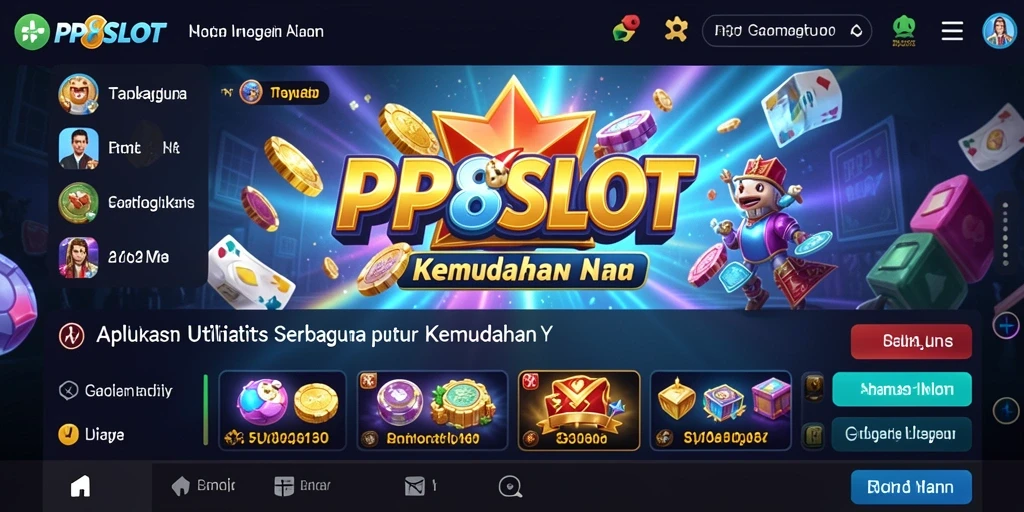 Tampilan antarmuka pengguna PP8SLOT dengan fitur utilitas bermanfaat.