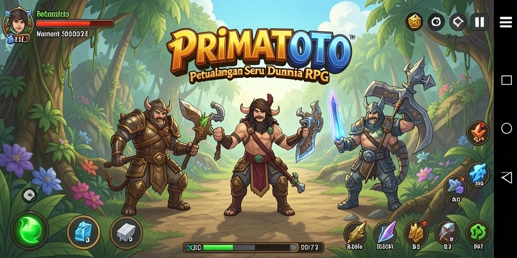 Tangkapan layar dari gameplay RPG PRIMATOTO yang menegangkan.