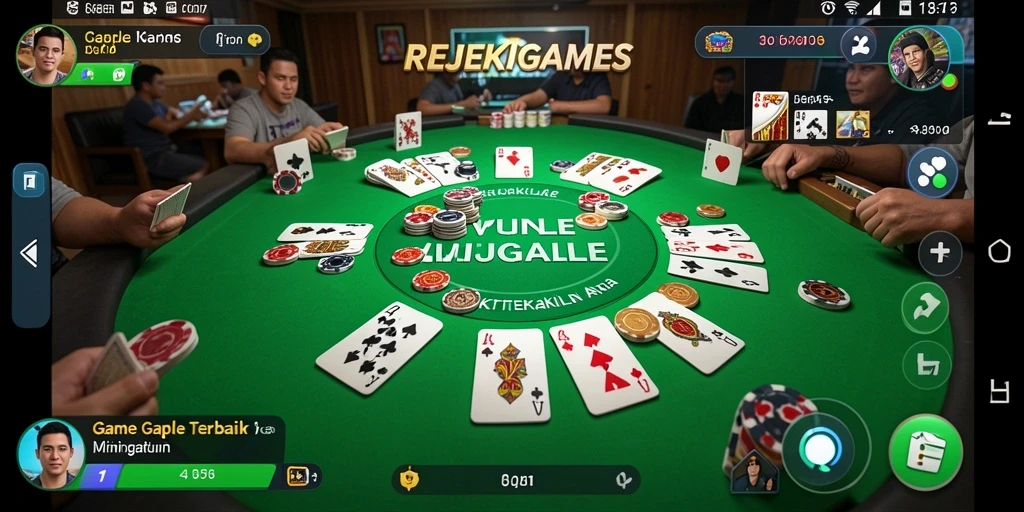 Tampilan gameplay Gaple yang seru dalam REJEKIGAMES.