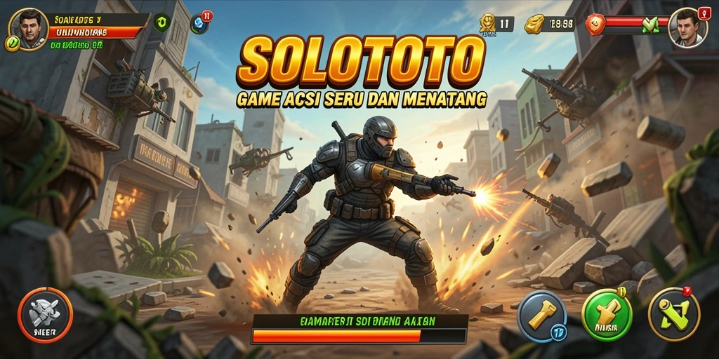 Tampilan gameplay SOLOTOTO dengan aksi pertempuran yang seru.