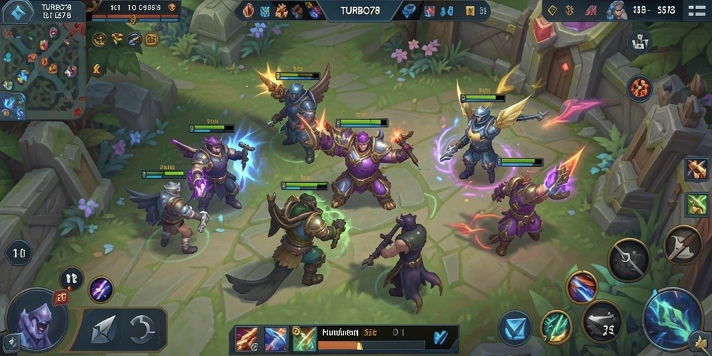 TURBO78 menampilkan gameplay MOBA yang mendebarkan dan penuh strategi.