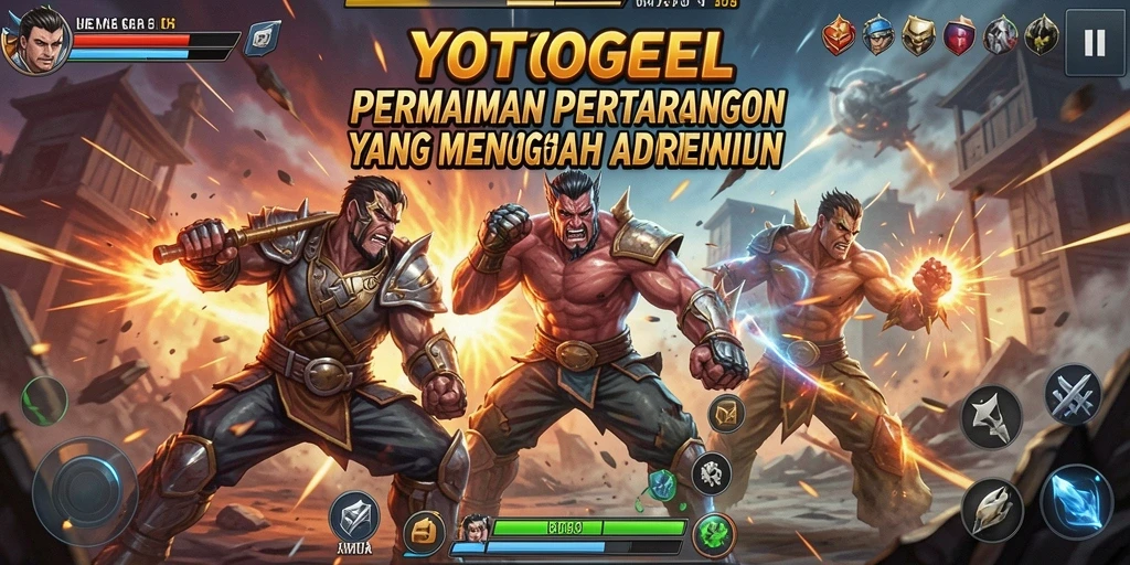 Tangkapan layar gameplay YOTOGEL menunjukkan aksi pertarungan yang intens.