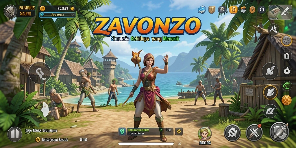 Tampilan gameplay ZAVONZO yang penuh warna dan interaktif.